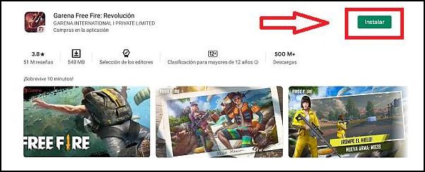 descargar Free Fire desde Play Store