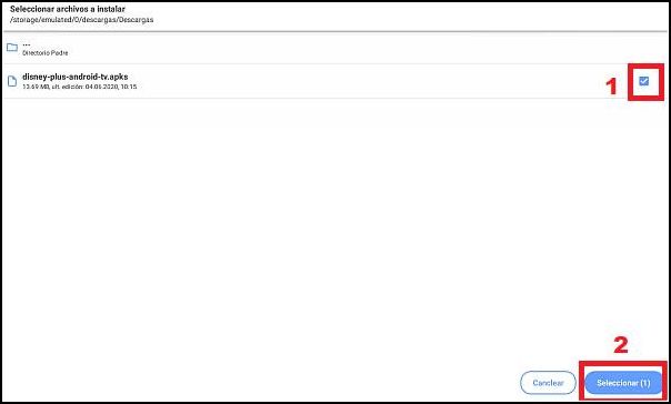 seleccionar apks disney plus