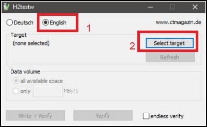 cambiar idioma H2Testw