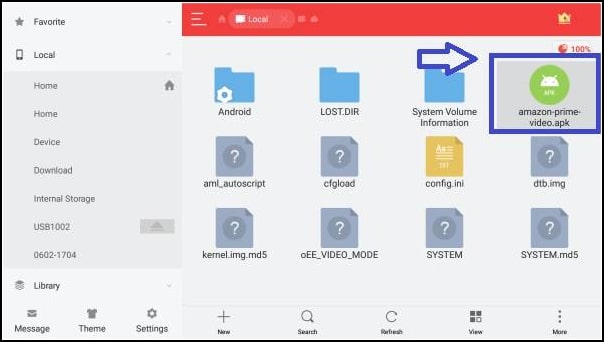 abrir archivo APK de Prime Video