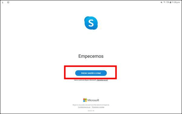 iniciar sesión Skype Android