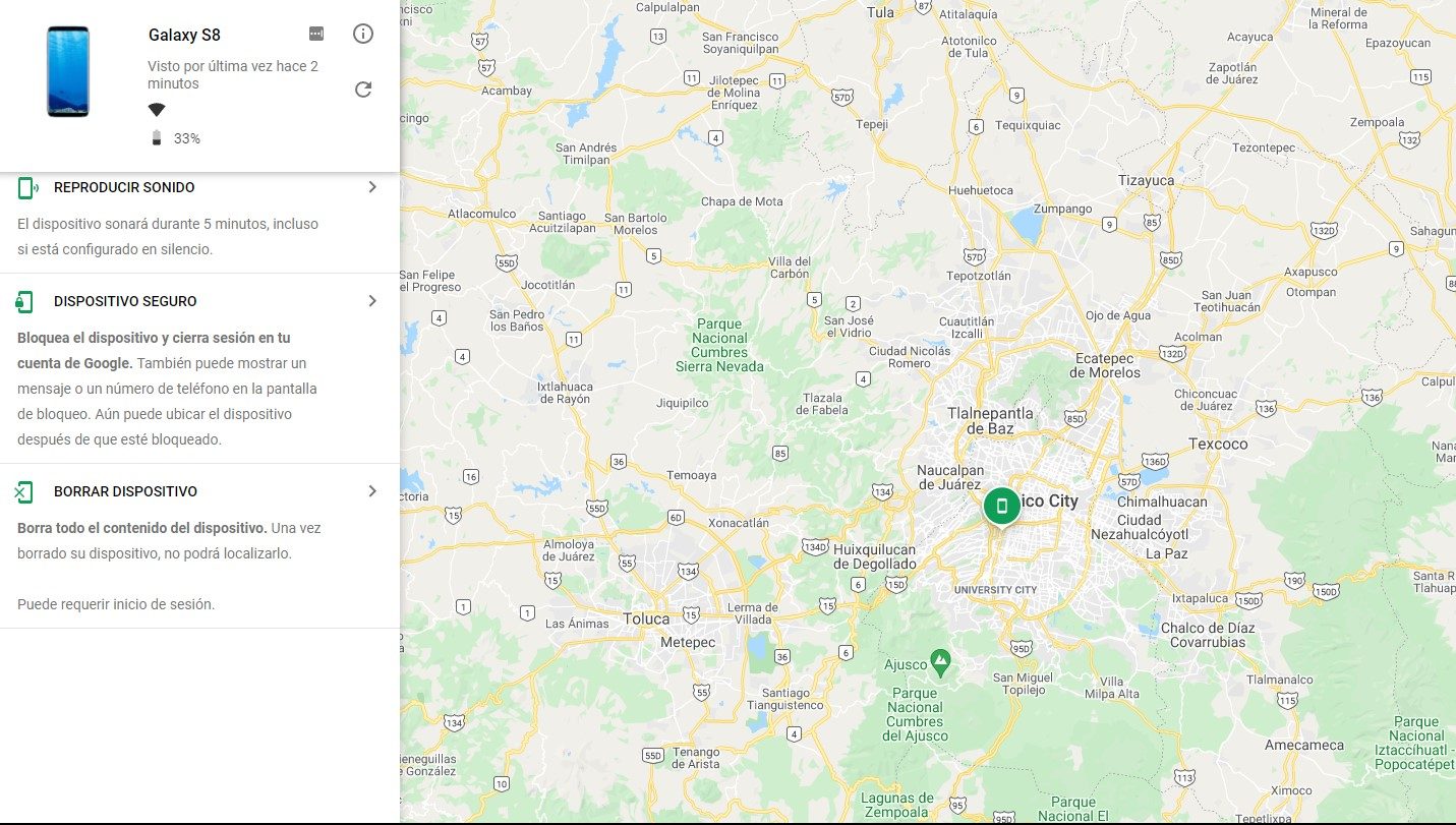 diferentes opciones de localizacion